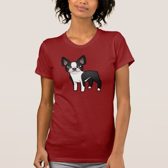 TecknadBoston Terrier T Shirt (Framsida)