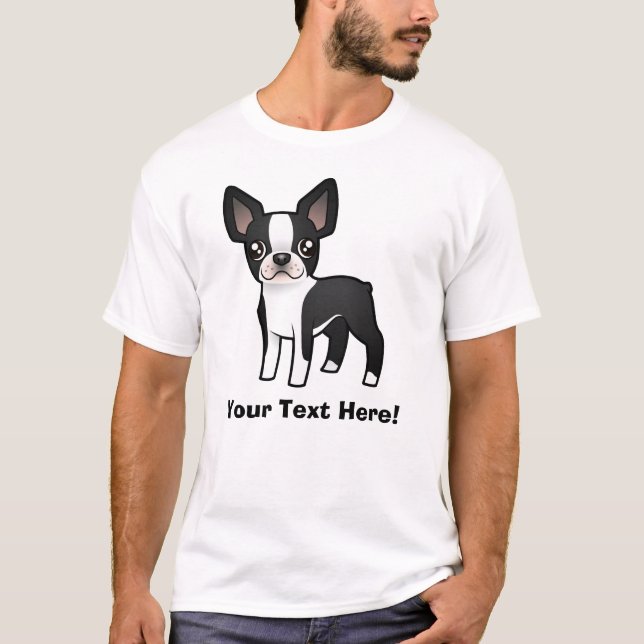 TecknadBoston Terrier T-shirt (Framsida)