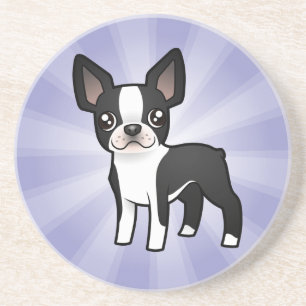 TecknadBoston Terrier Underlägg Sandsten