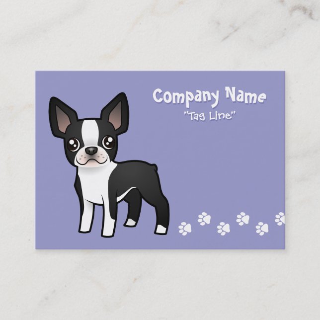 TecknadBoston Terrier Visitkort (Framsida)