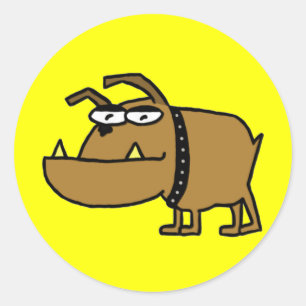 Tecknadbulldoggklistermärkear Runt Klistermärke