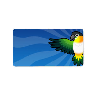 TecknadCaique/Lovebird/Pionus/papegoja Adressetikett