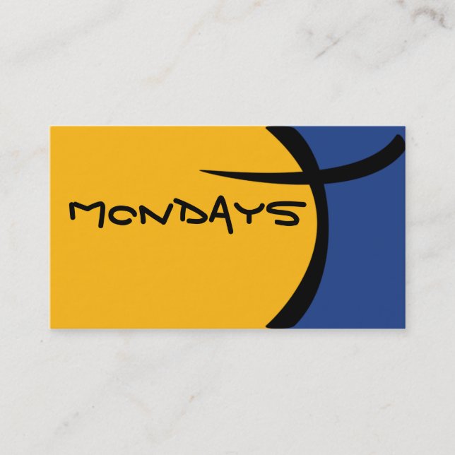 Tecknadcell - blått och gult visitkort (Framsida)