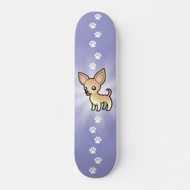 TecknadChihuahua (släta laget), Old School Skateboard Bräda 18 Cm (Framsida)