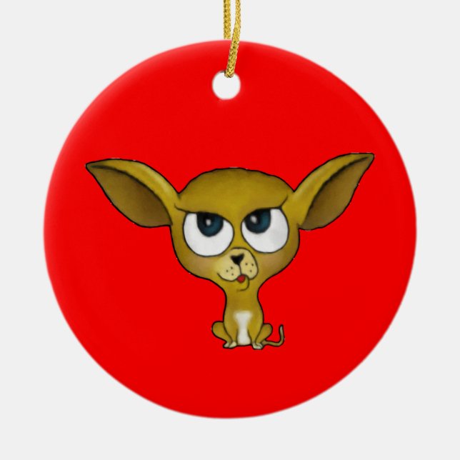 TecknadChihuahuaprydnad Julgransprydnad Keramik (Framsidan)