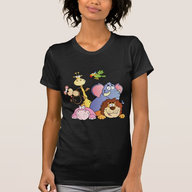Tecknaddjungeldjur T-shirt (Framsida)