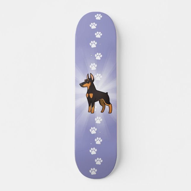 TecknadDobermanPinscher (det pointy öron) Skateboard Bräda 21,5 Cm (Framsida)