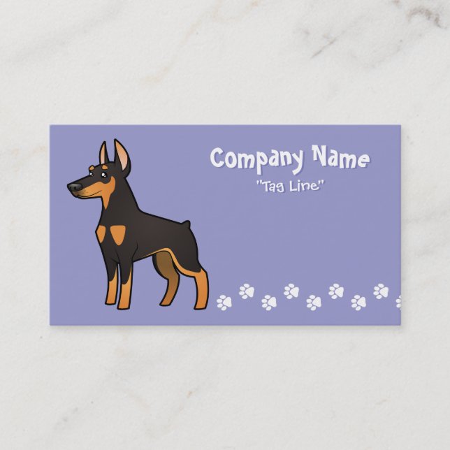 TecknadDobermanPinscher (det pointy öron) Visitkort (Framsida)