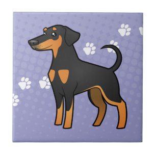 TecknadDobermanPinscher (diskettöron) Kakelplatta