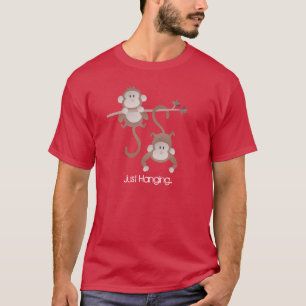 Tecknade apor som hänger runt t-shirt