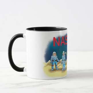 Tecknade astronauter på månen Nasa Mugg