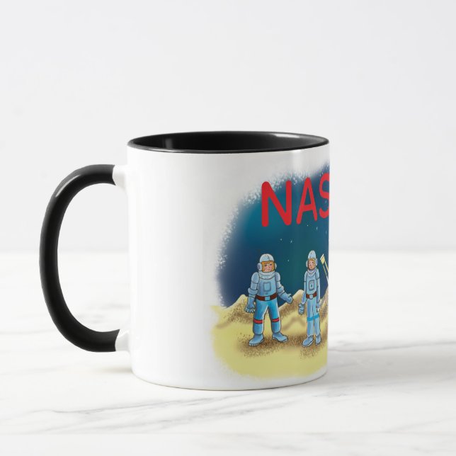 Tecknade astronauter på månen Nasa Mugg (Vänster)