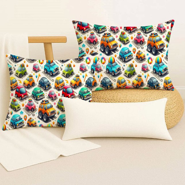 Tecknade bilar Färgglad barnkammardyna för barn Kudde (Cartoon Cars Colorful Nursery Kids Throw Pillow)