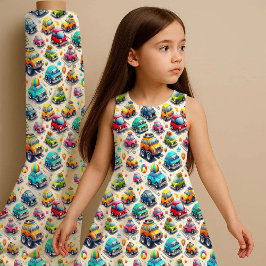 Tecknade bilar Färgglada barn Barnkammarduktryck Tyg