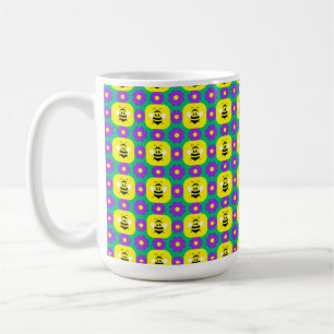Tecknade bin och blommor kaffemugg