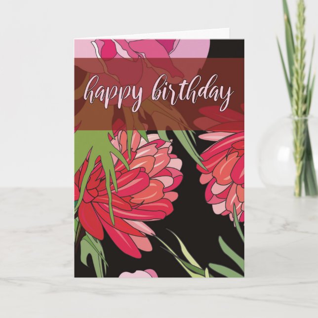 Tecknade blommor födelsedags kort (Framsida)