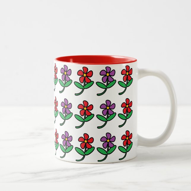 Tecknade blommor Mönster Två-Tonad Mugg (Höger)