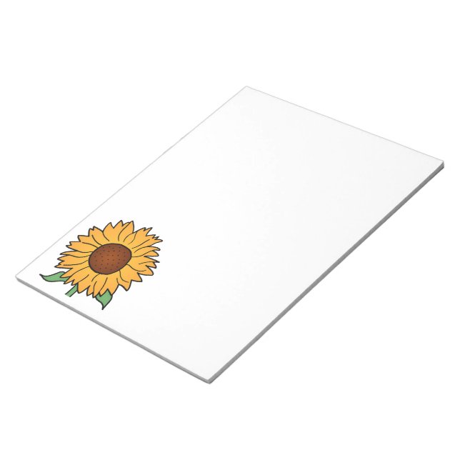 Tecknade blommor, sommarblommor solros anteckningsblock (Vinklad)
