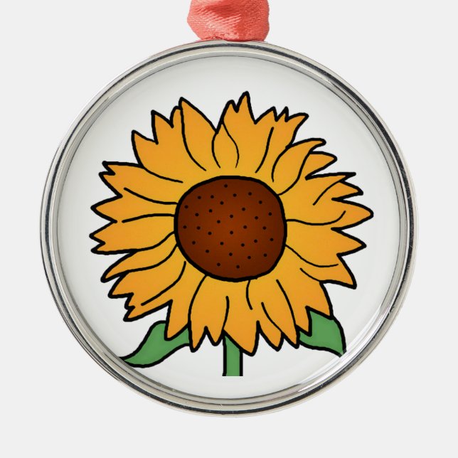 Tecknade blommor, sommarblommor solros julgransprydnad metall (Framsidan)