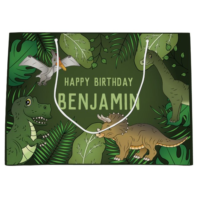 Tecknade dinosaurier söta gröna barns födelsedag (Framsidan)