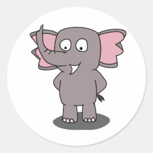 Tecknade figurer Elephant Runt Klistermärke