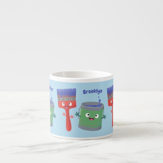 Tecknade figurer för färgpensel espressomugg (Framsidan)
