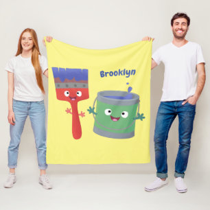 Tecknade figurer för färgpensel fleecefilt