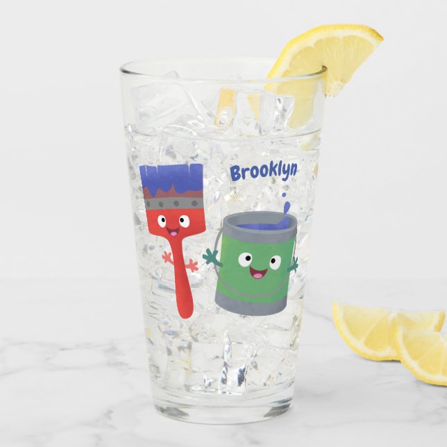 Tecknade figurer för färgpensel glaskopp (Bakside Is)