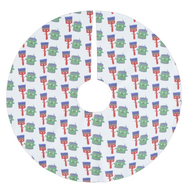 Tecknade figurer för färgpensel julgransmatta borstad polyester (Framsidan)