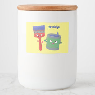 Tecknade figurer för färgpensel mat etiketter