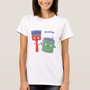 Tecknade figurer för färgpensel t shirt