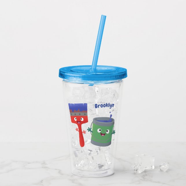 Tecknade figurer för färgpensel take away mugg (Baksida Ice)