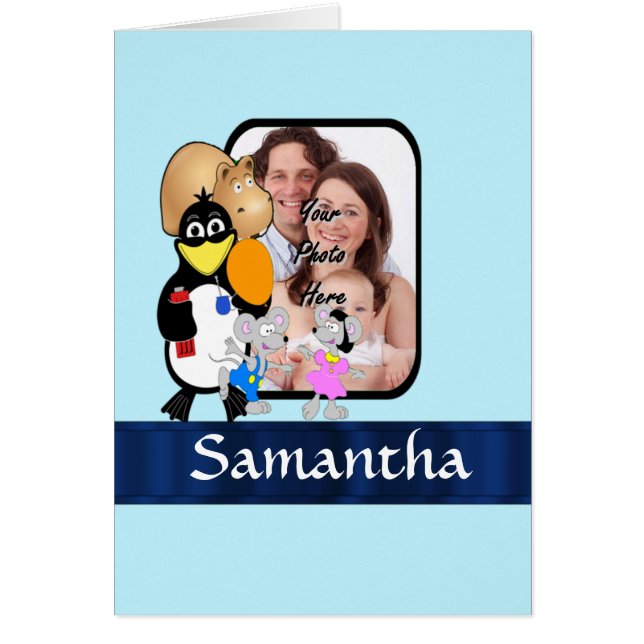 Tecknade figurer fotobakgrund hälsningskort (Framsidan)