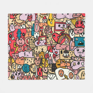 Tecknade figurer Hand plockade Toss Mönster Kids Fleecefilt