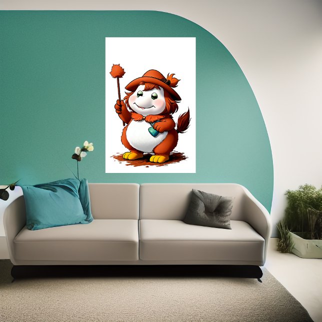 Tecknade figurer med hatt och blomma | AI Art Poster (Skapare uppladdad)