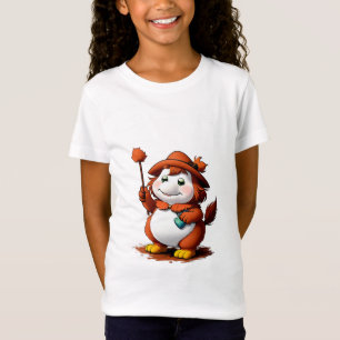 Tecknade figurer med hatt och blomma AI Art T Shirt