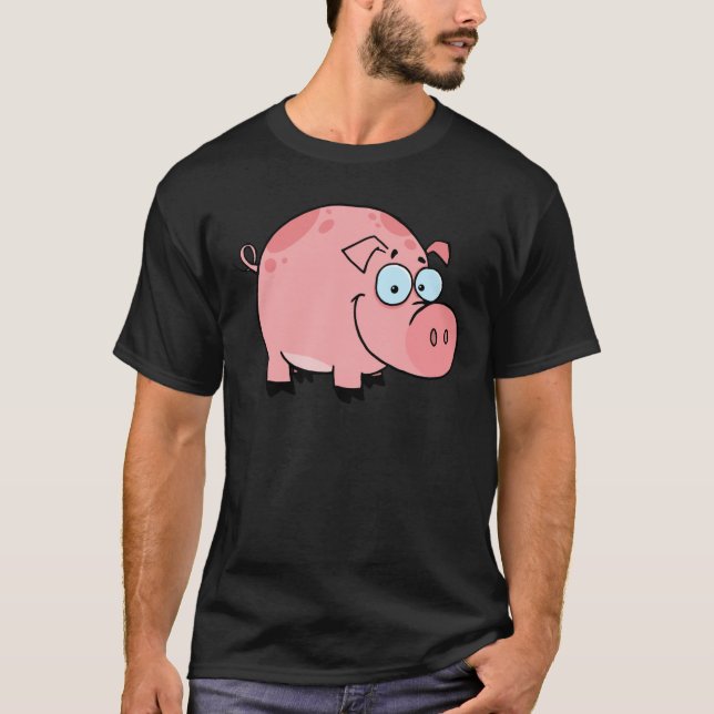 Tecknade figurerlyckliggris tee shirt (Framsida)