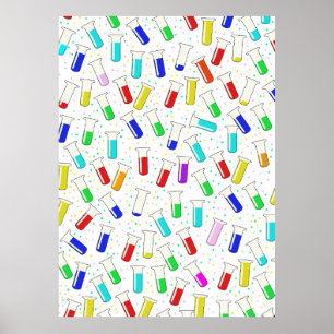 Tecknade glasprovrör poster