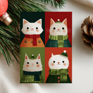 Tecknade julkatten Jul Meowy Christmas Katt Foto Helgkort