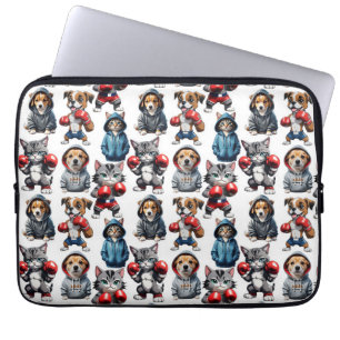 Tecknade katter och hundar design laptop fodral