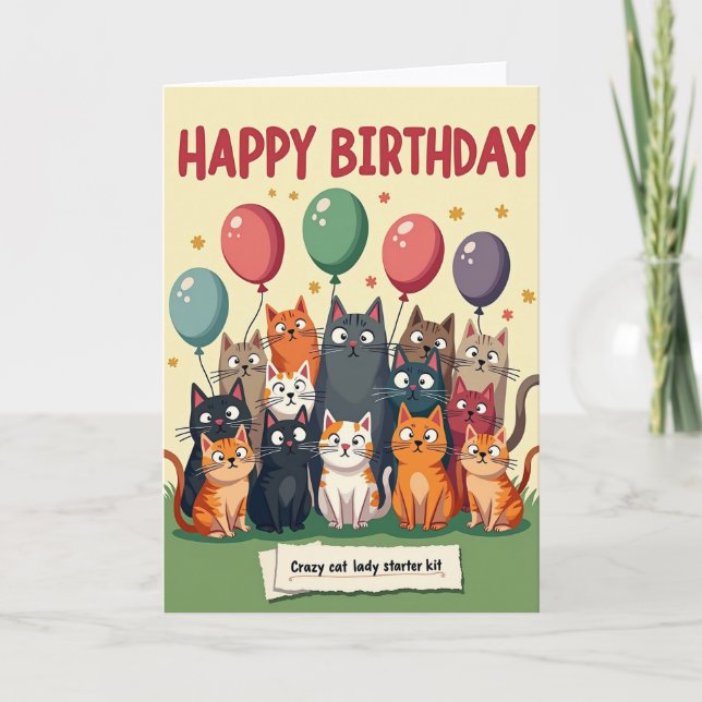 Tecknade kattjubileumskort kort (Framsida)