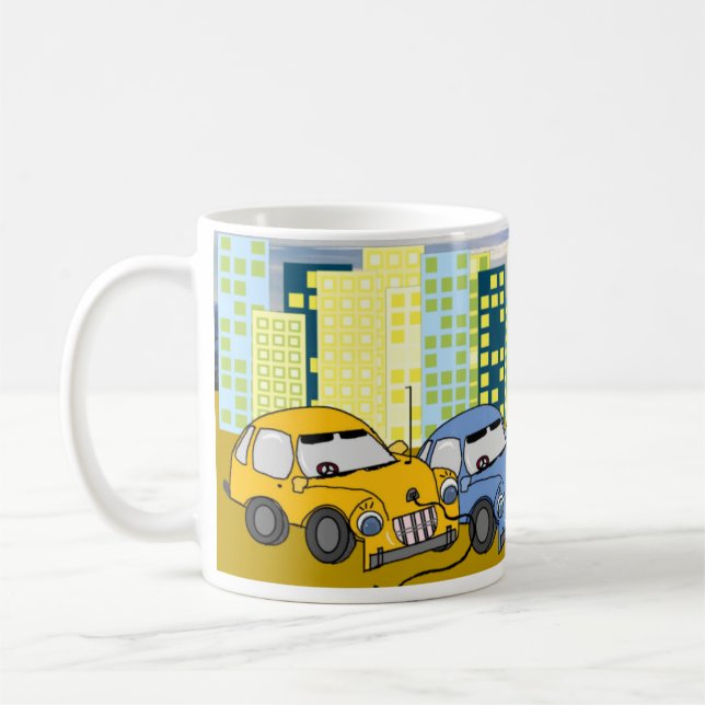 Tecknade laddhybrider kaffemugg (Vänster)