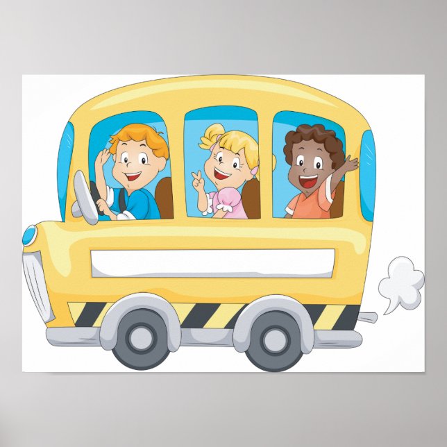 Tecknade skolbussbarn poster (Framsidan)