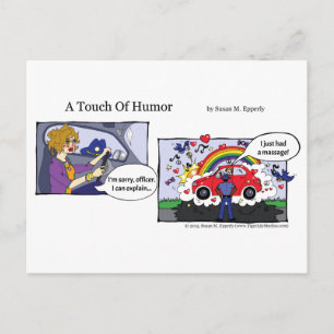 tecknaden "A Touch of Humor" Traffic Stop Massage Vykort