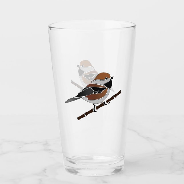 Tecknaden Adsible Boreal Chickadee Bird Glaskopp (Framsida)