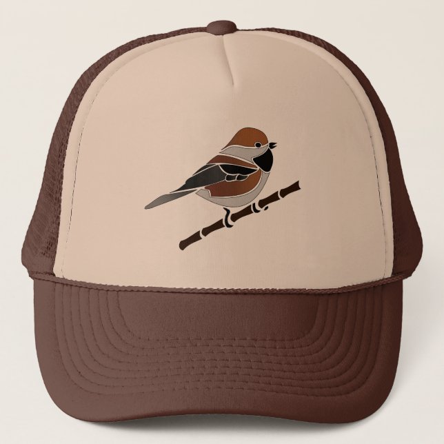 Tecknaden Adsible Boreal Chickadee Bird Keps (Framsida)