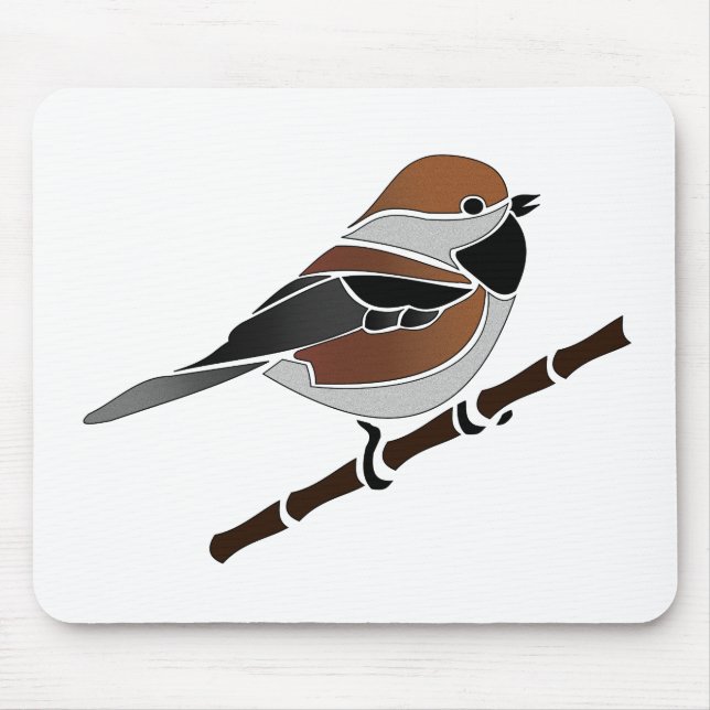 Tecknaden Adsible Boreal Chickadee Bird Musmatta (Framsidan)