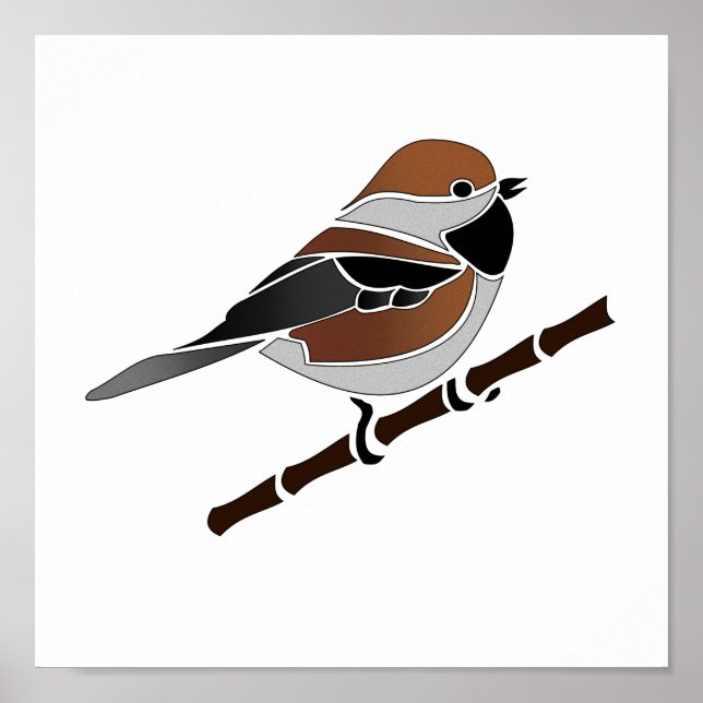 Tecknaden Adsible Boreal Chickadee Bird Poster (Framsidan)