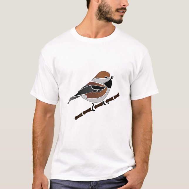 Tecknaden Adsible Boreal Chickadee Bird T Shirt (Framsida)