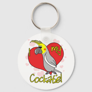 Tecknaden älskar jag min Cockatiel Keychain Nyckelring